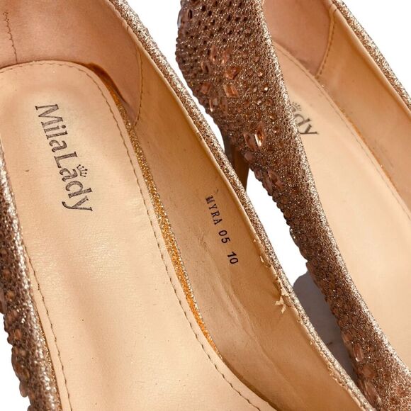 Mila Lady | Champagne Crystal Gemstone Pumps (Sparkle) Size 10 US | EUC - Picture 5 of 11